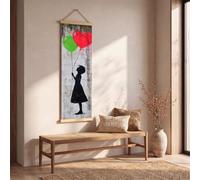 Tableau Decoration Murale Art de Graffiti Fille Impression sur Toile, Cadre Decoration Murale Salon Pop Art Ballon Poster Mural, Tableau Salon Moderne Street Culture Amour Cœur Chambre 25x75 cm