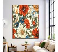 Tableau Décoration Murale Beige 80X120Cm - Peinture Sur Toile Affiche Floral Élégant Sans Cadre Pour Salon, Chambre, Impression Sur Toile Déco Baroque Rétro Maison
