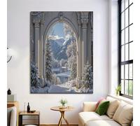 Tableau Décoration Murale Blanc et bleu 40 x 50 cm -Photographie architecturale Rivière Arches Snow Mountain Peintures sur Décoration Murale - Affiche Moderne Sans Cadre pour Salon, Chambre
