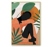 Tableau Decoration Murale,Boho Vintage Figure Abstraite Plantes Toile Peinture Affiches Et Impressions Mur Art Photos Décoration De La Maison, pour Salon Chambre, Affiches Art Déco-50X70Cm