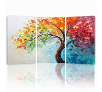 Tableau Decoration Murale Couleur Cadre en Bois Impression sur Toile, Peinture Poster Mural Tableau Arbre Triptyque pour Moderne Salon Chambre Restaurant Maison Bain Cuisine 45x65 cmx 3pcs 1f-392