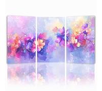 Tableau Decoration Murale Dessin animé Cadre en Bois Impression sur Toile, Peinture Poster Mural Tableau Fleur Triptyque pour Moderne Salon Chambre Restaurant Maison Bain Cuisine 50x75 cmx 3pcs 1f-926