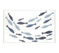 Tableau Décoration Murale en métal avec poisson bleu 96,5x1,5x61 cm
