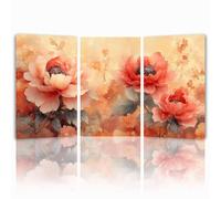 Tableau Decoration Murale Fantaisie Cadre en Bois Impression sur Toile, Peinture Poster Mural Tableau Fleur Triptyque pour Moderne Salon Chambre Restaurant Maison Bain Cuisine 50x70 cmx 3pcs 1f-1166