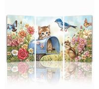 Tableau Decoration Murale Fleur Cadre en Bois Impression sur Toile, Peinture Poster Mural Tableau Animal Triptyque pour Moderne Salon Chambre Restaurant Maison Bain Cuisine 50x75 cmx 3pcs 1f-1162