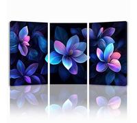 Tableau Decoration Murale Fleur Cadre en Bois Impression sur Toile, Peinture Poster Mural Tableau Fantaisie Triptyque pour Moderne Salon Chambre Restaurant Maison Bain Cuisine 30x45 cmx 3pcs 1f-664