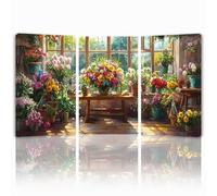Tableau Decoration Murale Fleur Cadre en Bois Impression sur Toile, Peinture Poster Mural Tableau Paysage Triptyque pour Moderne Salon Chambre Restaurant Maison Bain Cuisine 20x30 cmx 3pcs 1f-1168