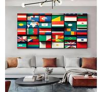 Tableau Decoration Murale Géométrique Drapeau national 60x120 cm Impression sur Toile Patchwork Carré pour la Maison, Salon, Couloir, Cuisine Encadré Prête à Accrocher