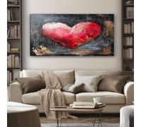 Tableau Decoration Murale Graffiti Cœur 80x120 cm Cadre Impression sur Toile Peinture à l'huile Amour pour Salon et Chambre Moderne et Abstrait Affiche et Poster Prêt à Accrocher