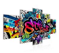 Tableau decoration murale Graffiti street art 200 x 100 cm XXL Impression sur Toile Salon Appartment Multicolore 5 Parties - prêt à accrocher 004551b