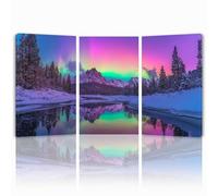 Tableau Decoration Murale Hiver Cadre en Bois Impression sur Toile, Peinture Poster Mural Tableau Montagne enneigée Triptyque pour Moderne Salon Chambre Restaurant Bain Cuisine 20x30 cmx 3pcs 1f-88