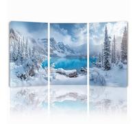Tableau Decoration Murale Hiver Cadre en Bois Impression sur Toile, Peinture Poster Mural Tableau Scène de neige Triptyque pour Moderne Salon Chambre Restaurant Bain Cuisine 40x60 cmx 3pcs 1f-134