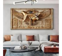 Tableau Decoration Murale L'Egypte Ancienne Hiéroglyphes 70x140 cm Impression Sur Toile Fantastique Ailes Tableau Moderne pour Décoration D'Intérieur, Chambre, Salon Photo sur Toile Encadrée