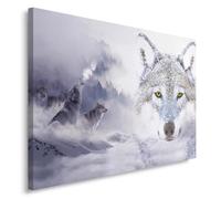 Tableau Décoration Murale Loup Hiver 80x60 cm Impression sur Toile intissee Image Artistique pour la Maison
