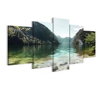 Tableau Decoration Murale - LumaSoul - 5-2-28-0-2-2-13-5 - Classique - 5 parties - Lac 2 - 150x75