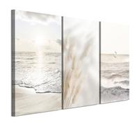 Tableau Decoration Murale - LUMASOUL - 5-3-10-0-2-2-10-3 - Boho Motif - 3 parties - Beige - 90x60 cm