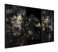 Tableau Decoration Murale - LUMASOUL - 7-2-4-0-2-2-10-3 - Moderne Motif - 3 parties - Noir - 90x60 cm