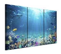 Tableau Decoration Murale - LUMASOUL - 7-2-6-0-2-2-10-3 - Moderne Motif - 3 parties - Bleu - 90x60 cm