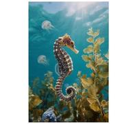 Tableau Decoration Murale Méduses Bleu Vert Toile Peinture Affiche Decoration Murale Salon Chambre Poster Mural Sans Cadre Tableaux, Posters Et Arts Décoratifs Impression Sur Toile 20x30cm/1 Pcs