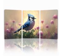Tableau Decoration Murale Oiseau Cadre en Bois Impression sur Toile, Peinture Poster Mural Tableau Perroquet Triptyque pour Moderne Salon Chambre Restaurant Maison Bain Cuisine 35x50 cmx 3pcs 1f-58