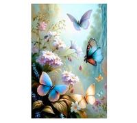 Tableau Decoration Murale Papillon Jaune Bleu Toile Peinture Poster Mural Tableaux, Posters et Arts Décoratifs Affiche Murale Chambre Salon Sans Cadre Tableau Deco Impression sur Toile 60x90cm