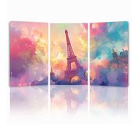Tableau Decoration Murale Paris Cadre en Bois Impression sur Toile, Peinture Poster Mural Tableau Rêve Triptyque pour Moderne Salon Chambre Restaurant Maison Bain Cuisine Bureau 40x60 cmx 3pcs 1f-688