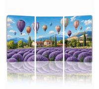 Tableau Decoration Murale Paysage Cadre en Bois Impression sur Toile, Peinture Poster Mural Tableau Ballon Triptyque pour Moderne Salon Chambre Restaurant Maison Bain Cuisine 35x50 cmx 3pcs 1f-704