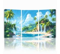 Tableau Decoration Murale Plage Cadre en Bois Impression sur Toile, Peinture Poster Mural Tableau Arbre Triptyque pour Moderne Salon Chambre Restaurant Maison Bain Cuisine 30x45 cmx 3pcs 1f-1154