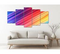 Tableau Decoration Murale pour Salon Arc-En-Ciel Géométrique Décoration pour Chambre Tableau Couleur Impression sur Toile 5 Parties Affiche Murale Grand Format 200x100 cm