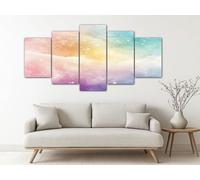 Tableau Decoration Murale pour Salon Nuages Arc-En-Ciel Fantastiques Décoration pour Chambre Tableau Couleur Impression sur Toile 5 Parties Affiche Murale Grand Format 200x100 cm
