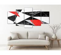 Tableau Decoration Murale pour Salon Triangles Géométriques Modernes Décoration pour Chambre Tableau Blanc Impression sur Toile 5 Parties Affiche Murale Grand Format 200x100 cm