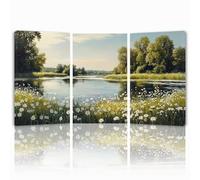 Tableau Decoration Murale Printemps Cadre en Bois Impression sur Toile, Peinture Poster Mural Tableau Nature Triptyque pour Moderne Salon Chambre Restaurant Maison Bain Cuisine 55x80 cmx 3pcs 1f-1124