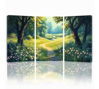 Tableau Decoration Murale Printemps Cadre en Bois Impression sur Toile, Peinture Poster Mural Tableau Arbre Triptyque pour Moderne Salon Chambre Restaurant Maison Bain Cuisine 20x30 cmx 3pcs 1f-398