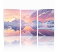 Tableau Decoration Murale Rétro Cadre en Bois Impression sur Toile, Peinture Poster Mural Tableau Montagne enneigée Triptyque pour Moderne Salon Chambre Restaurant Bain Cuisine 50x75 cmx 3pcs 1f-656