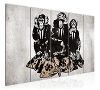 Tableau Décoration Murale Runa art 303455b Bilder Banksy Street Art 200x80 cm - 5 Panneaux Deco Toile Prêt à Accrocher - Gris