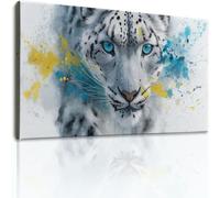 Tableau Decoration Murale Salon Animal Panthère des neiges, Fantaisie Classique Affiche Décoration pour Chambre Couloir Bureau, Impression sur Toile HD, Arts Décoratifs 100x50 cm Blanc, Cadea