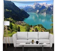 Tableau Decoration Murale Salon Eau Du Lac Forêts Tapisserie Murale Tissu Nordique Tenture Mural Décoratives Paysage Végétal Tenture Murale Chambre Décor À La Maison150×130Cm