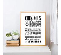 Tableau Decoration Murale Salon,Français Décor À La Maison Toile Art Impression Et Affiche, Minimaliste Moderne Les Règles du Bonheur Citation France Toile Peinture Décoration Murale - 30X40Cm