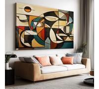 Tableau Decoration Murale Salon Moderne, Composition courbes géométriques abstraites 120x80 cm Grand Impression sur Toile pour Chambre Bureau Salle De Bain Maison Décoration