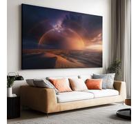 Tableau Decoration Murale Salon Moderne, Désert Plage Pont Arc en ciel Paysage 120x80 cm Grand Impression sur Toile pour Chambre Bureau Salle De Bain Maison Décoration