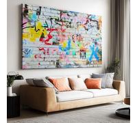 Tableau Decoration Murale Salon Moderne, Graffiti Rétro Street Art 90X60 Cm Grand Impression Sur Toile Pour Chambre Bureau Salle De Bain Maison Décoration