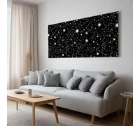 Tableau Decoration Murale Salon Moderne, Minimaliste Dessin animé Ciel Étoilé 90x60 cm Grand Impression sur Toile pour Chambre Bureau Salle De Bain Maison Décoration