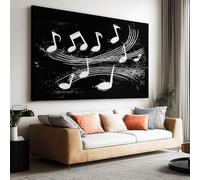 Tableau Decoration Murale Salon Moderne, Musique Thème Notes Lignes 80x60 cm Grand Impression sur Toile pour Chambre Bureau Salle De Bain Maison Décoration