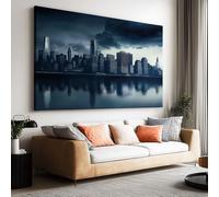 Tableau Decoration Murale Salon Moderne, Ville Architecture Ciel Nuageux 120x90 cm Grand Impression sur Toile pour Chambre Bureau Salle De Bain Maison Décoration