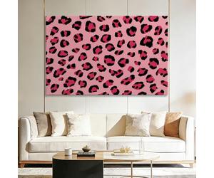 Tableau Decoration Murale Salon, Motif léopard Imprimé animal Tableau Mural Décoratif Maison, Impression sur Toile pour décoration de la maison bureau Rose 120L x 60W cm
