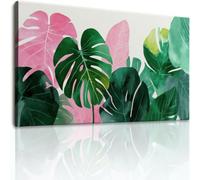 Tableau Decoration Murale Salon Tropical Plantes Feuilles De Monstera, Minimaliste Tendance Affiche Décor pour Chambre Couloir Bureau, Impression sur Toile HD, Arts Décoratifs 100x50 cm Beige, Cadea