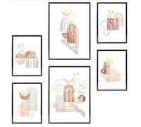 Tableau Décoration Murale Set de Poster pour la Maison,Salon,Chambre,Modern Abstract Watercolor Or 2x30x42cm&4x21x30cm sans Cadres