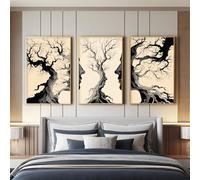 Tableau Decoration Murale Surréaliste Abstrait, 29.7 x 42 Chaque, Art Mural pour Salon Chambre Entrée ou Bureau, Sans Cadre Décor Poster Mural, Botanique Symbolisme Poétique Philosophique Arbre