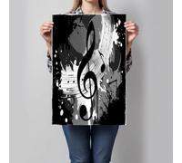 Tableau Décoration Murale Thèmes musicaux abstraits, Art Mural à Clé de sol note de musique, Tableau sur Toile Noir et blanc, pour Chambre à Coucher, Salon, Bureau, 40x30cm, Sans Cadre
