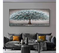 Tableau Decoration Très grand arbre abstrait bleu gris Moderne Toile non tissée Salon 80x160cm Sans cadre